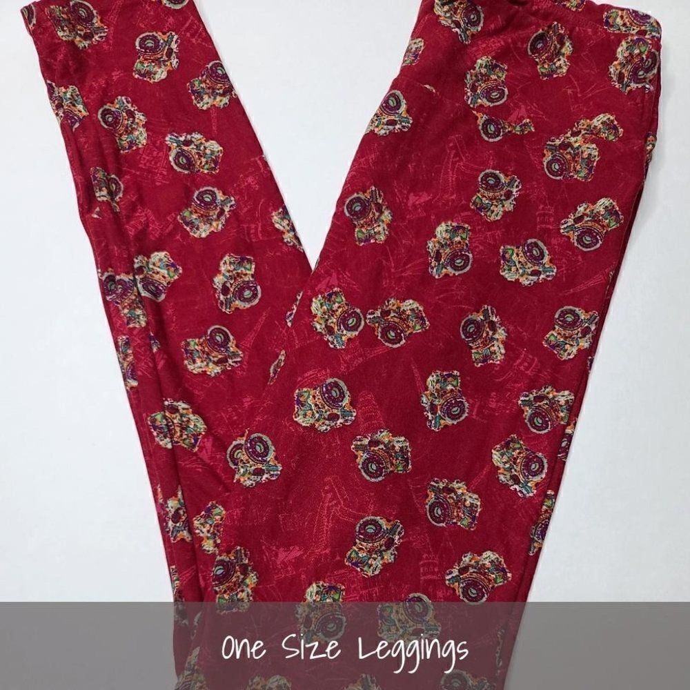 LuLaRoe OS Leggings Cameras Red NEW